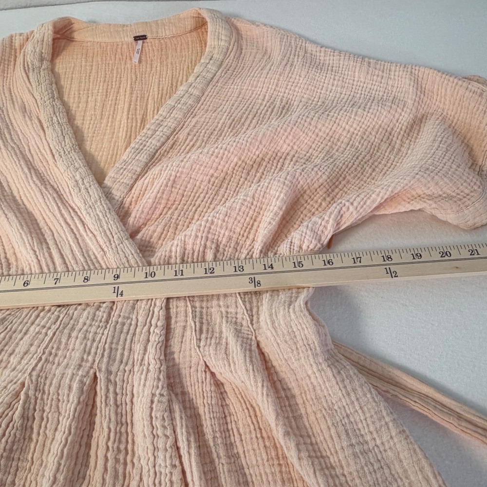 Free People Gauze Mini Dress Coverup Kimono Sleeve Boho Beachy Coastal Sz 10 - Picture 7 of 12